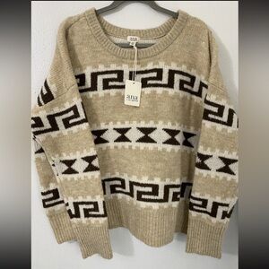 a.n.a Beige and Brown Patterned Sweater